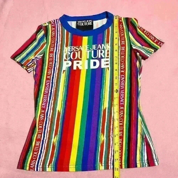 Versace Jeans Couture Pride Project Rainbow T Shirt Womens Size 6 - Picture 8 of 14